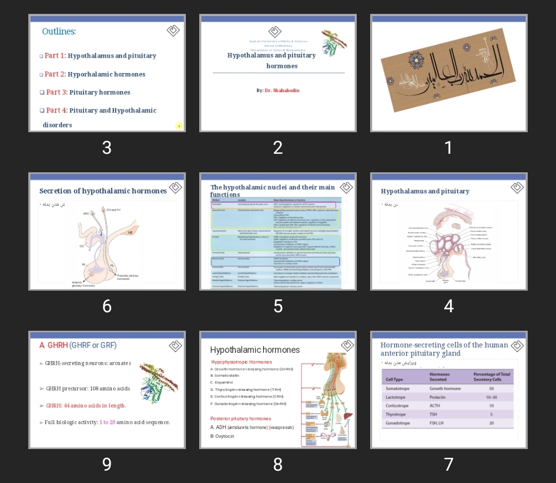 پاورپوینت هورمون های هیپوفیز و هیپوتالاموس Hypothalamus and pituitary gland hormones