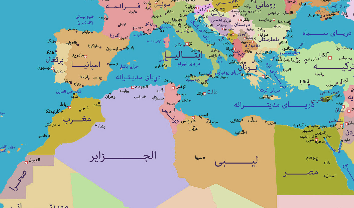 نقشه جهان فارسی با کیفیت بالا