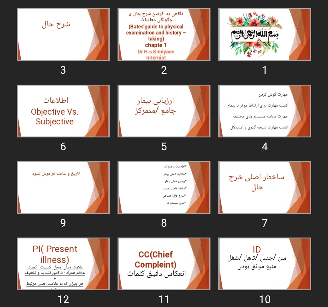 پاورپوینت نگاهی به گرفتن شرح حال و چگونگی معاینات