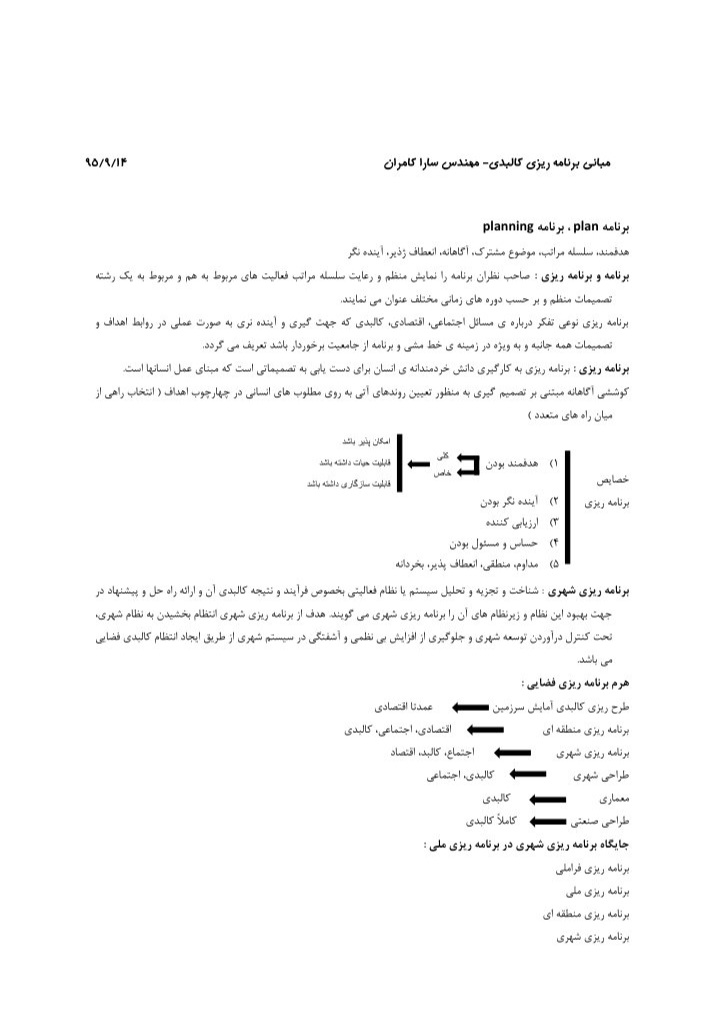 جزوه آشنایی با مبانی برنامه ریزی کالبدی - تایپی ۵۷ صفحه