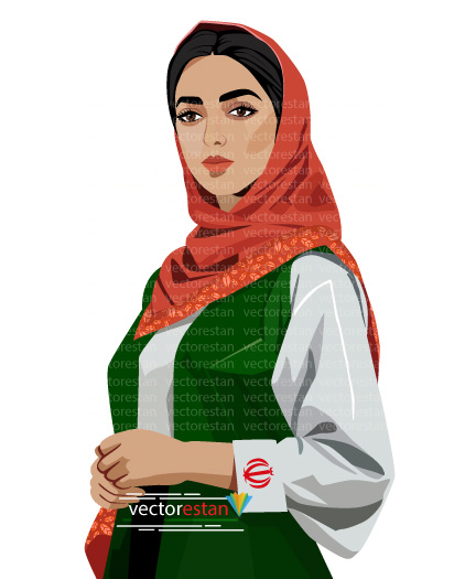 وکتور دخترجوان با لباس طرح پرچم ایران