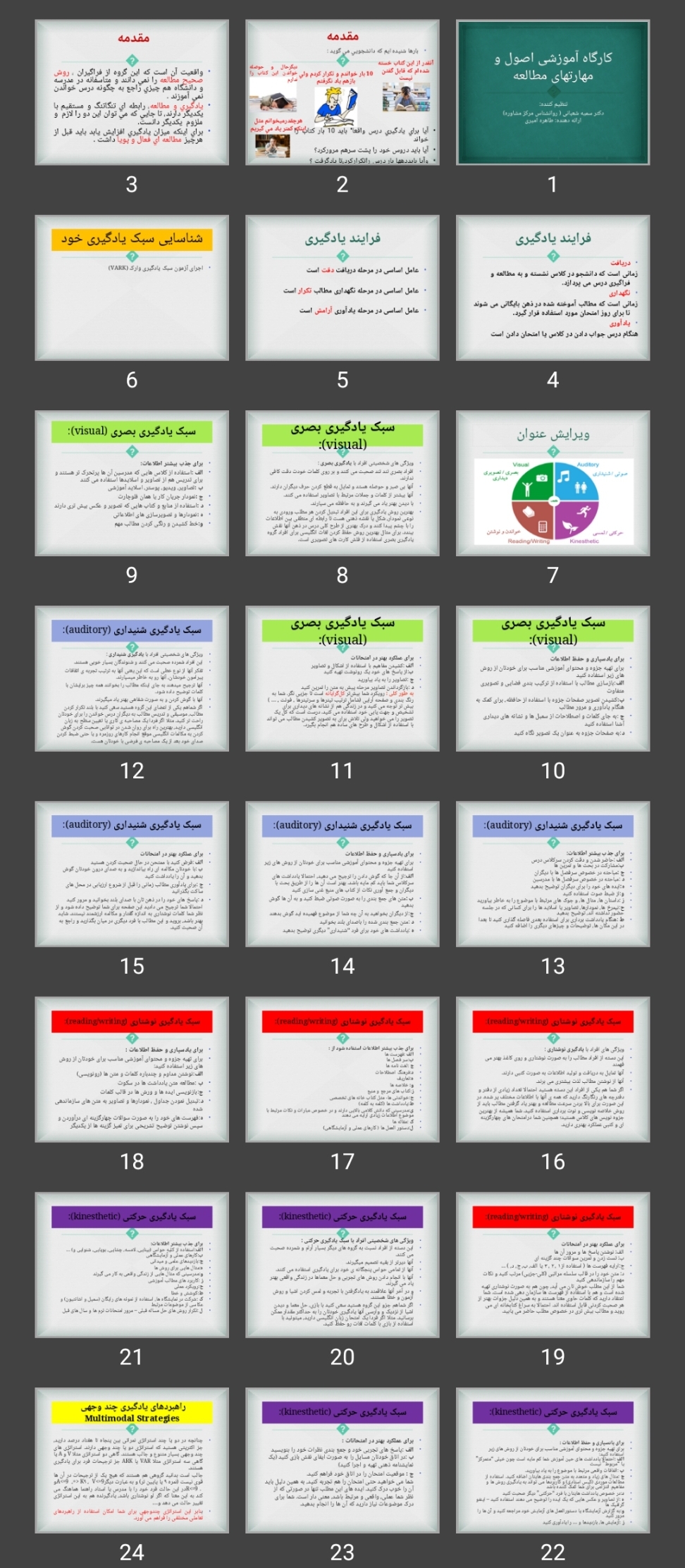 پاورپوینت کارگاه آموزشی اصول و مهارت های مطالعه