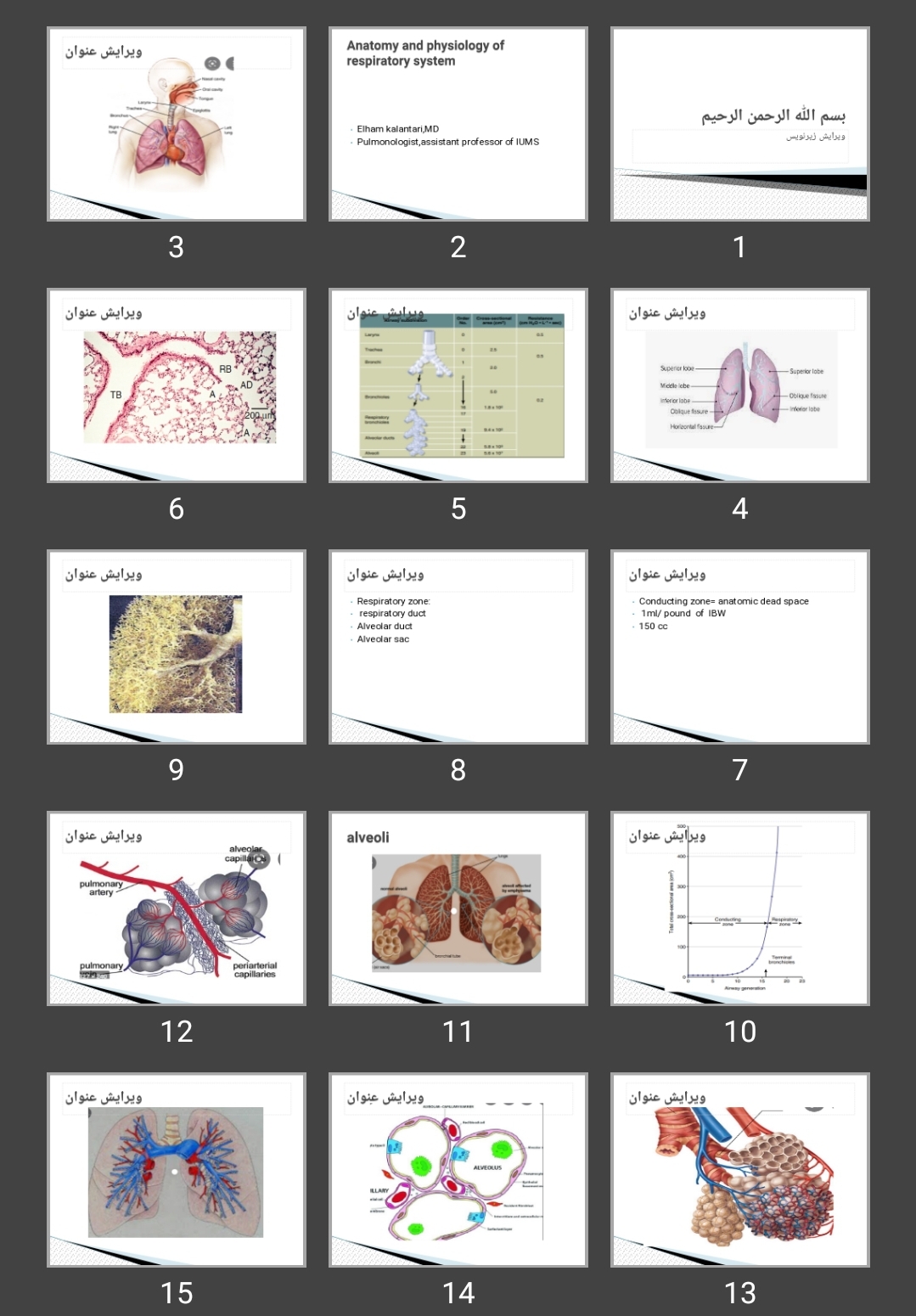 پاورپوینت مروری بر آناتومی کارکردی و فیزیولوژی دستگاه تنفسAnatomy and physiology of respiratory system