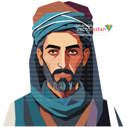 وکتور مردجوان ایرانی قدیمی با عمامه و عبا