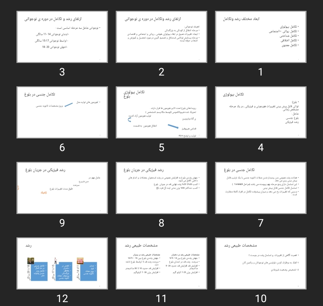 پاورپوینت ابعاد مختلف رشد و تکامل نوجوان