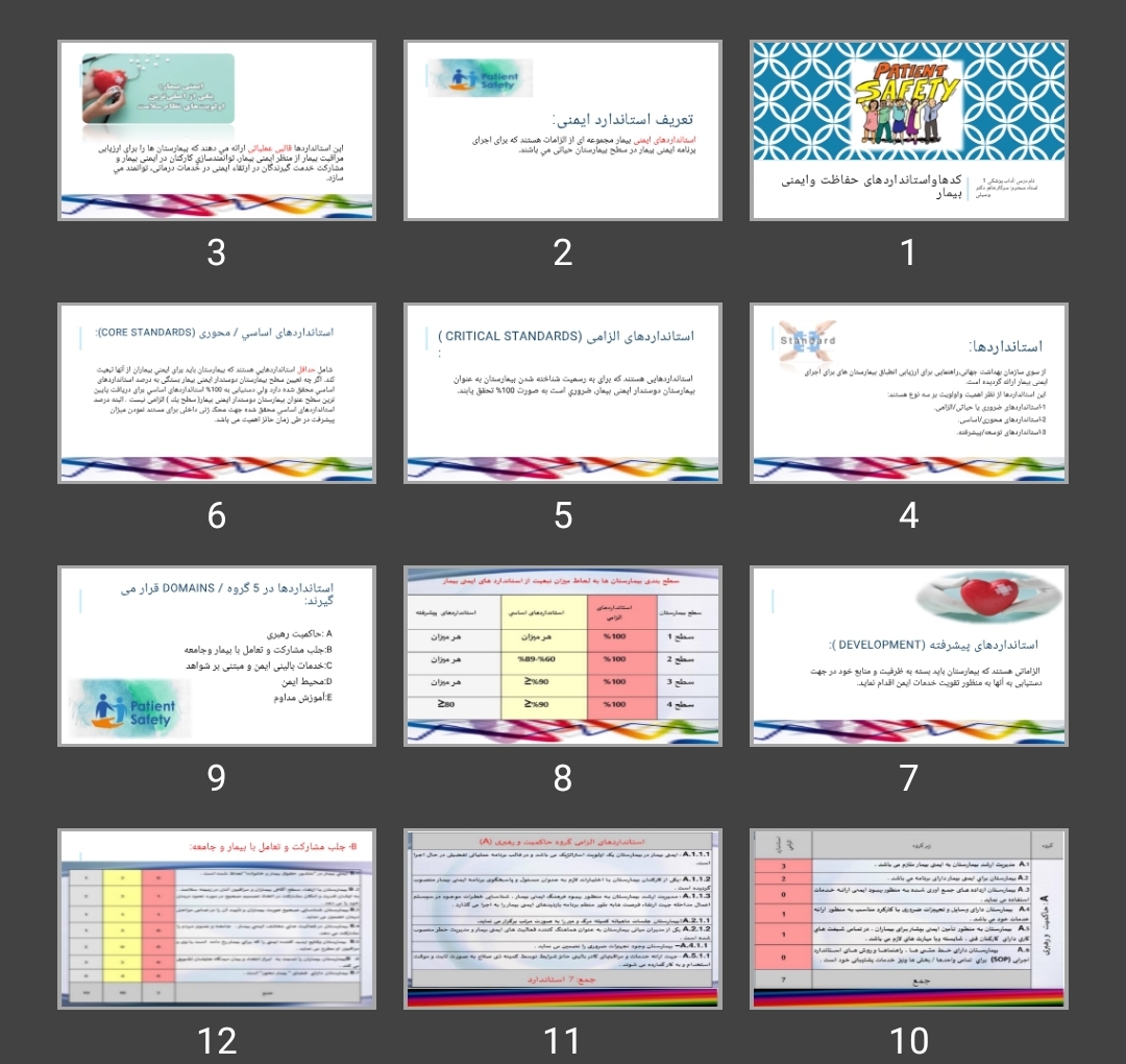 پاورپوینت کدها و استانداردهای حفاظت و ایمنی بیمار