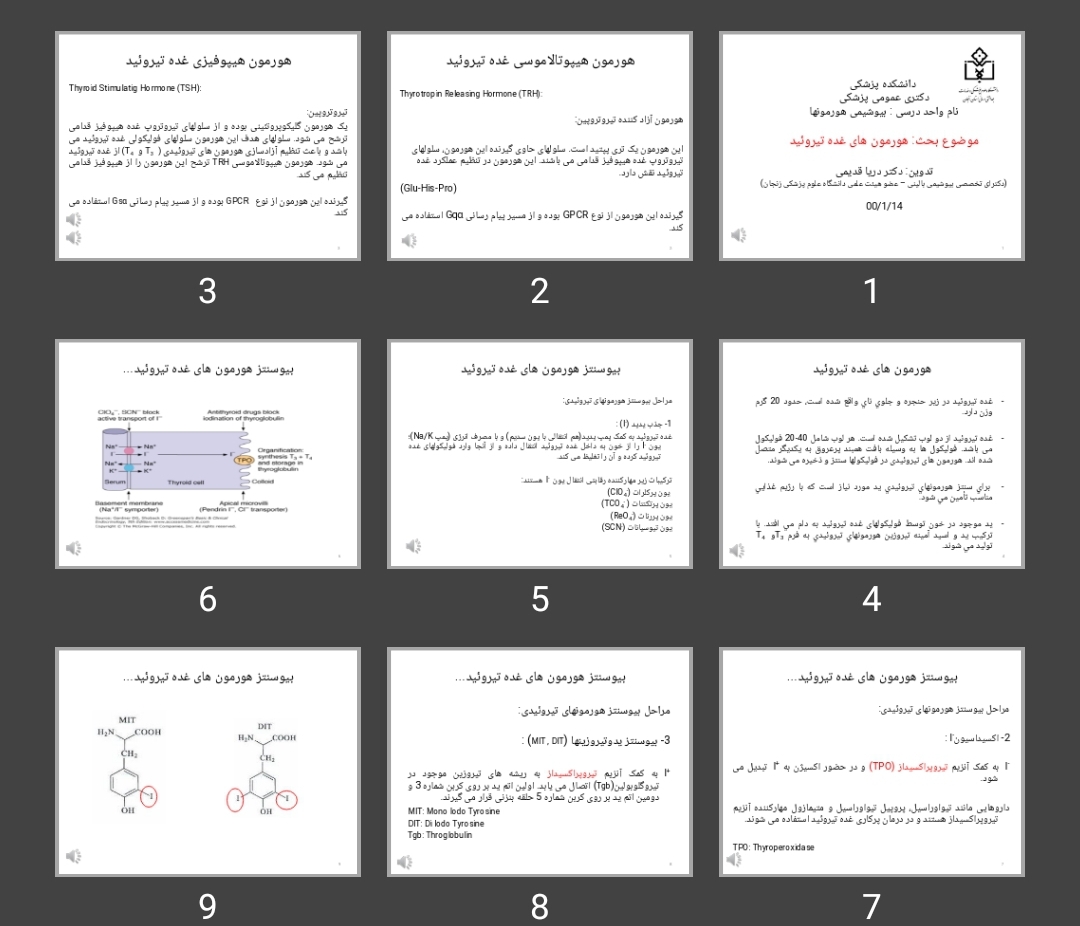 پاورپوینت هورمون های غده تیروئید