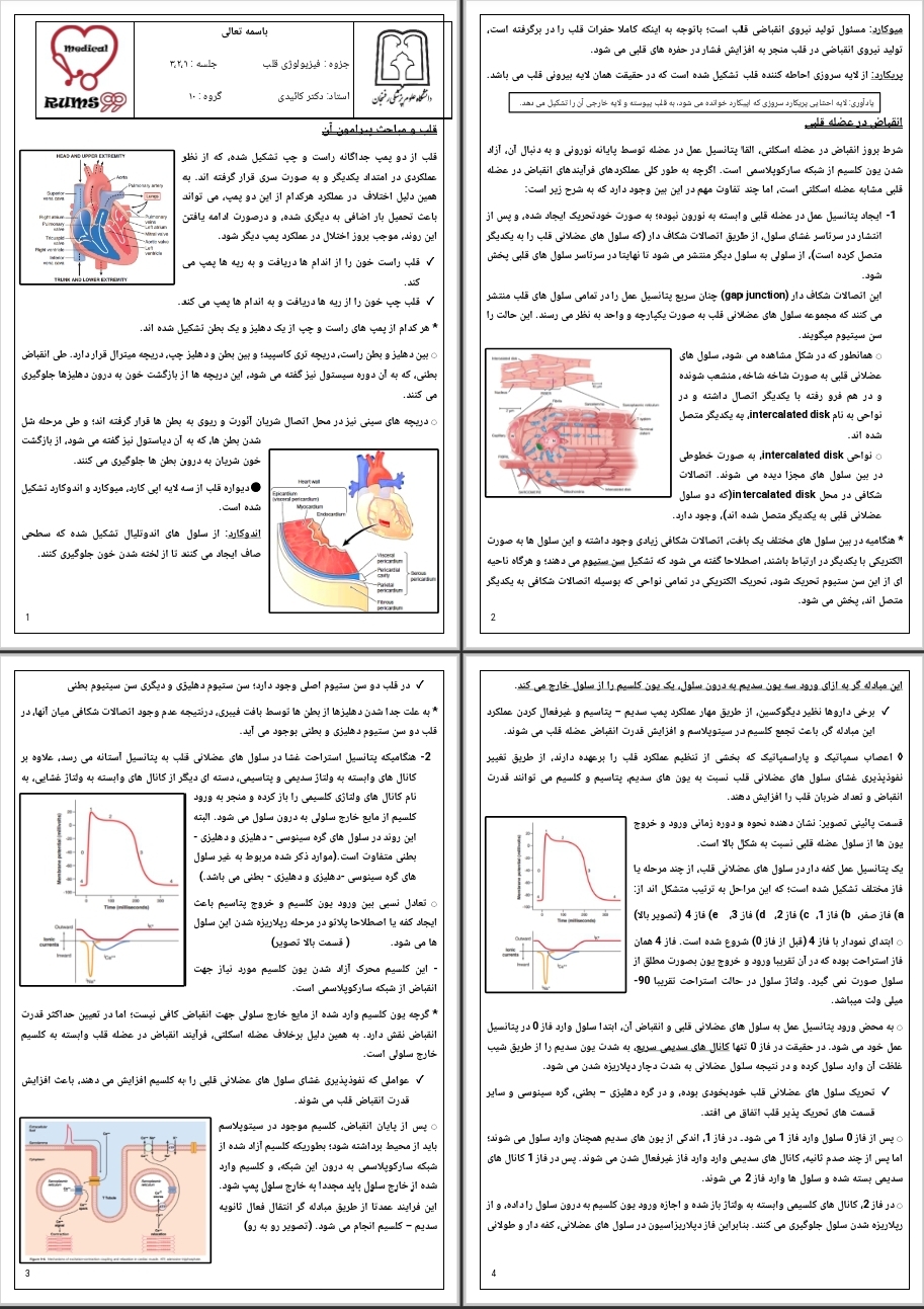 جزوه فیزیولوژی قلب