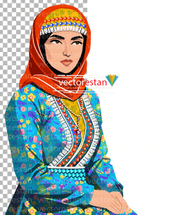 png زن باحجاب با لباس سنتی ایرانی