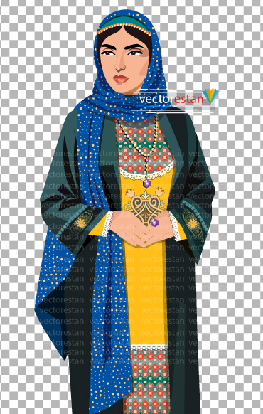 عکس png دختر باحجاب با لباس سنتی و محلی ایرانی