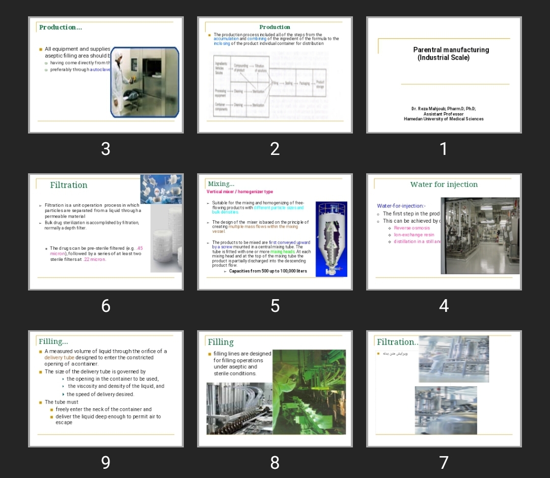 پاورپوینت Parentral manufacturing (Industrial Scale)