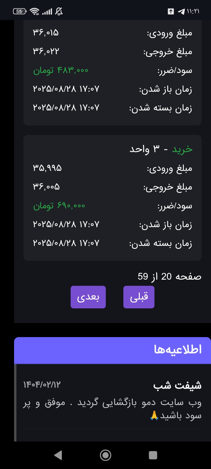ستاپ های معاملاتی با وین ریت بالای 90%
