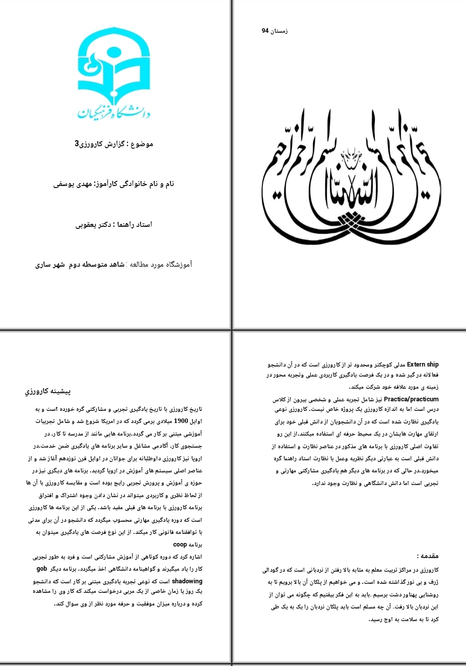 گزارش کارورزی ۳