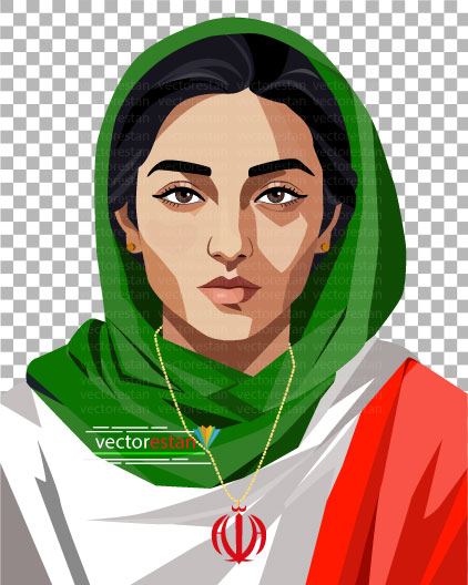 png زن و پرچم ایران