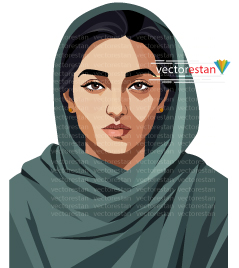 وکتور دخترجوان ایرانی محجبه با شال و روسری