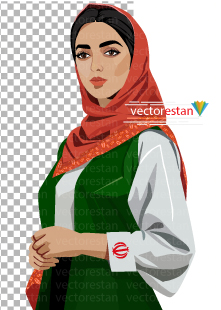 عکس png زن جوان با لباس پرچم ایران