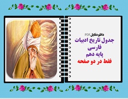جدول تاریخ ادبیات فارسی پایه دهم فقط در دو صفحه