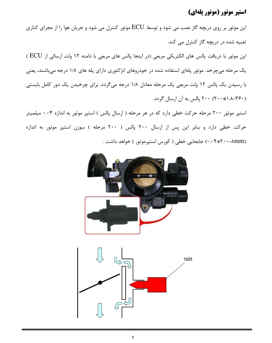 جزوه اصول عملکرد و راهنمای عیب یابی قطعات و سیستم های الکتریکی خودرو استپر موتور (موتور پله ای)