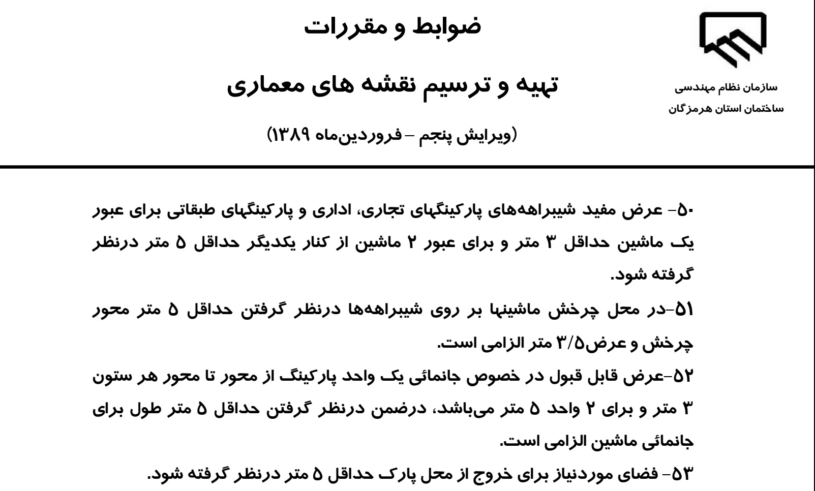 ضوابط و مقررات تهیه و ترسیم نقشه هاي معماري (در کاربري مسکونی)