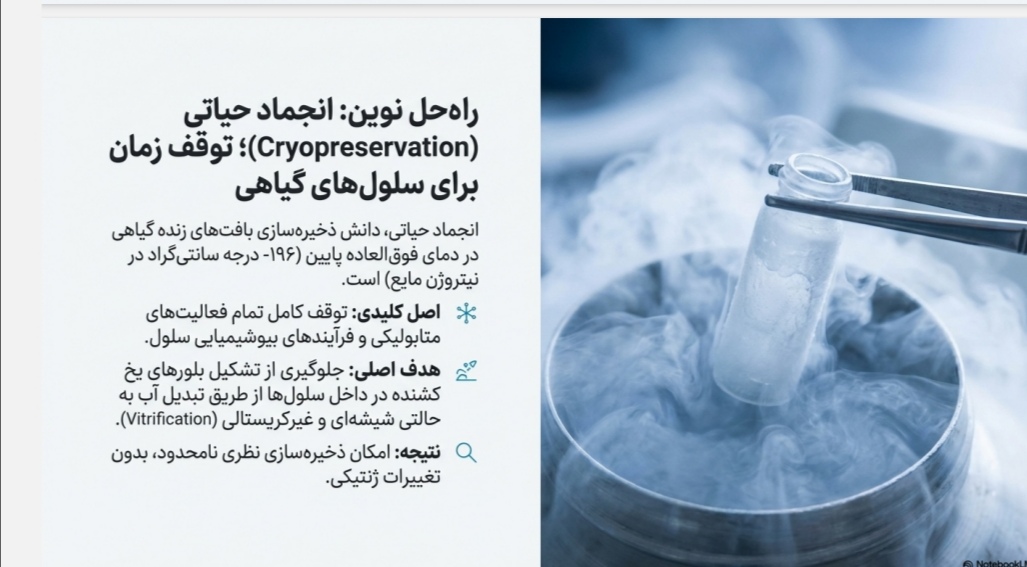 پاورپوینت /PDF تخصصی فصل 11- اصول بیوتکنولوژی گیاهی -مبحث ذخیره ژرم پلاسم و حفاظت در شرایط انجماد