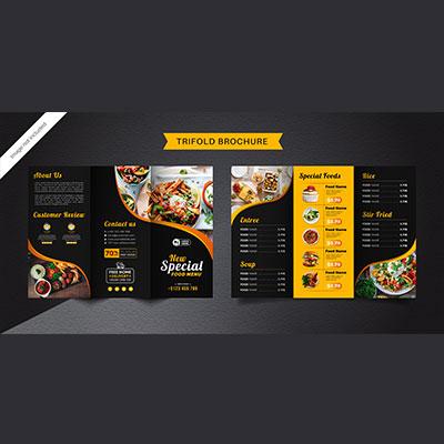 بروشور سه لت دو رو برای رستوران