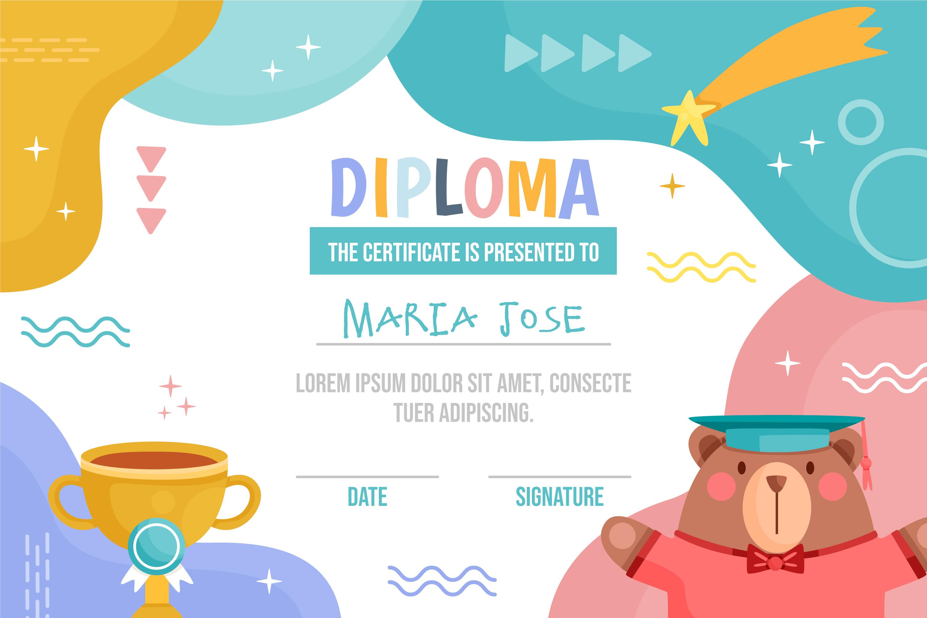 سرتیفیکیت رنگی با تم خرسی