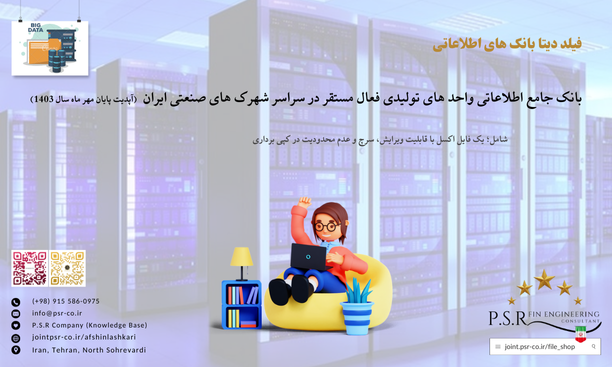 بانک جامع اطلاعاتی واحد های تولیدی فعال مستقر در سراسر شهرک های صنعتی ایران (آپدیت پایان مهر ماه سال 1403)