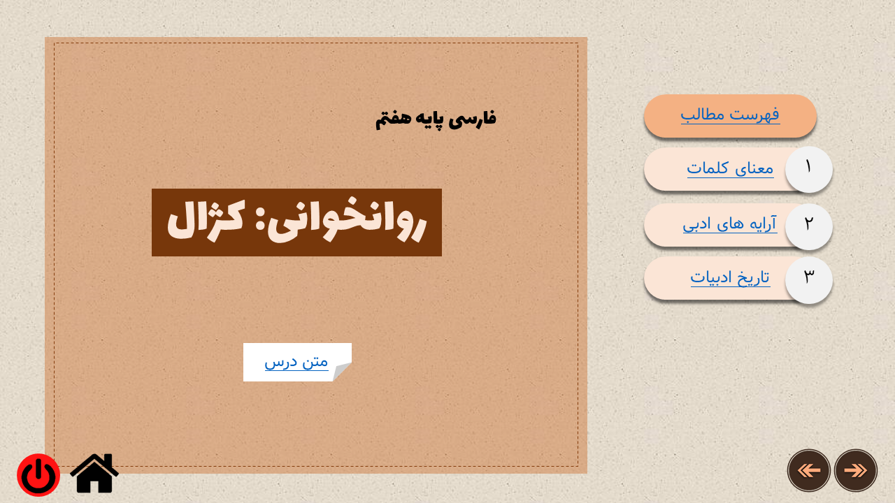 پاورپوینت روانخوانی کژال فارسی پایه هفتم