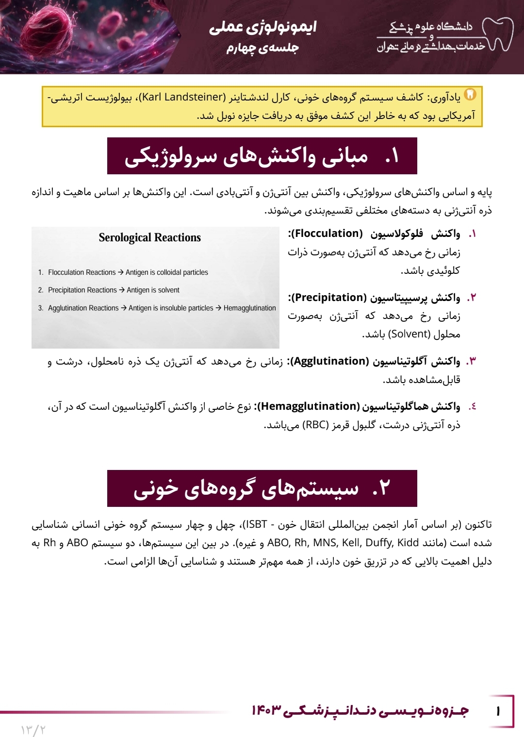 جزوه هموگلوتاسیون، Cross match و ABO_RH