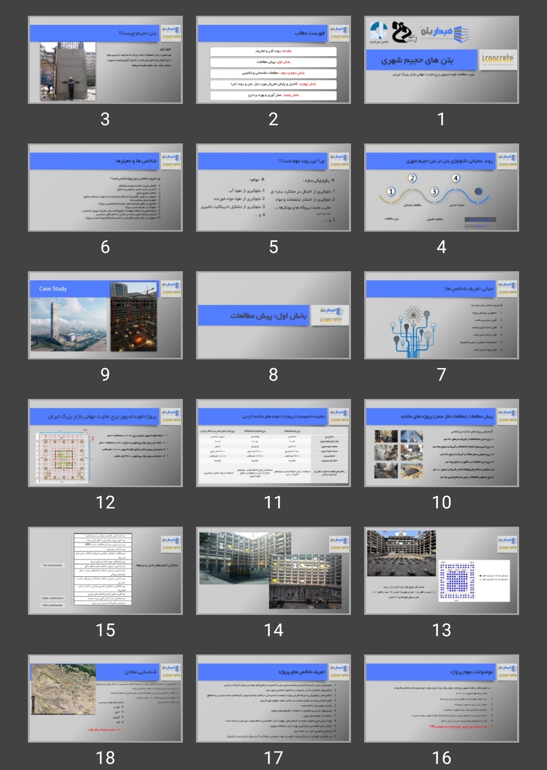 پاورپوینت بتن های حجیم شهری (فونداسیون برج تجارت جهانی بازار بزرگ ایران)