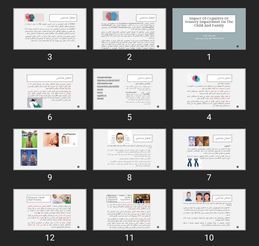 پاورپوینت مراقبت خانواده محور از کودک دارای نیاز های ویژه Impact Of Cognitive Or Sensory Impairment On The Child And Family