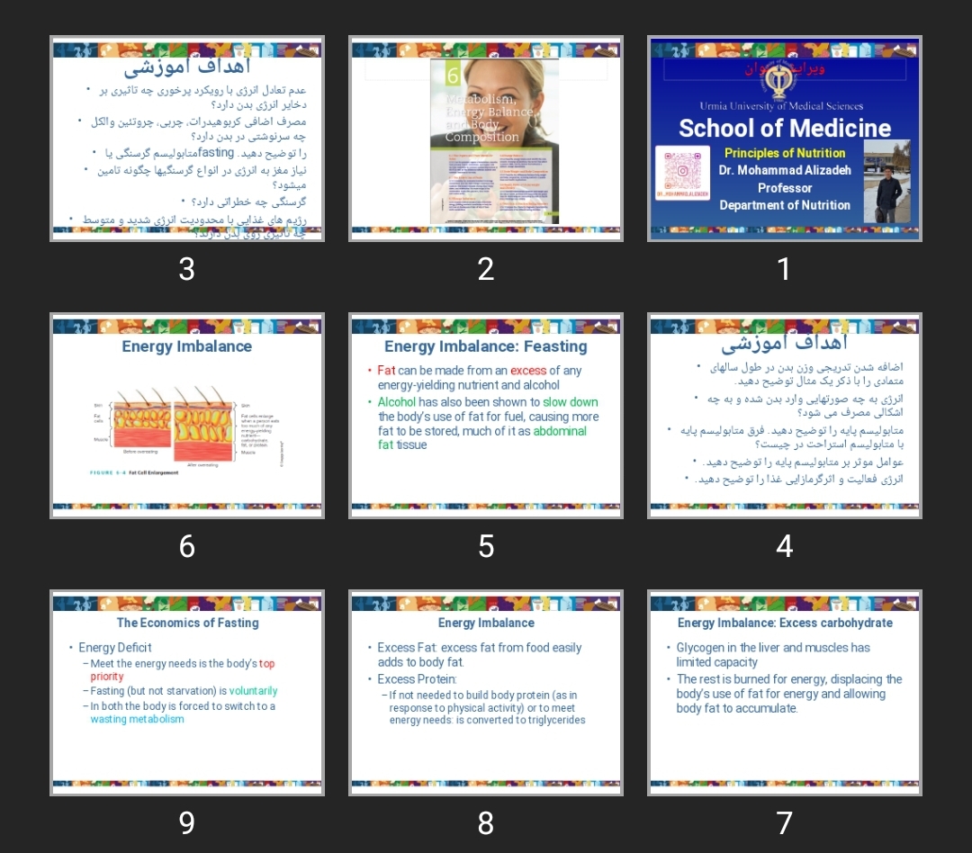 پاورپوینت Principles of Nutrition (metabolism, Energy Balance,  and body Gomposition)