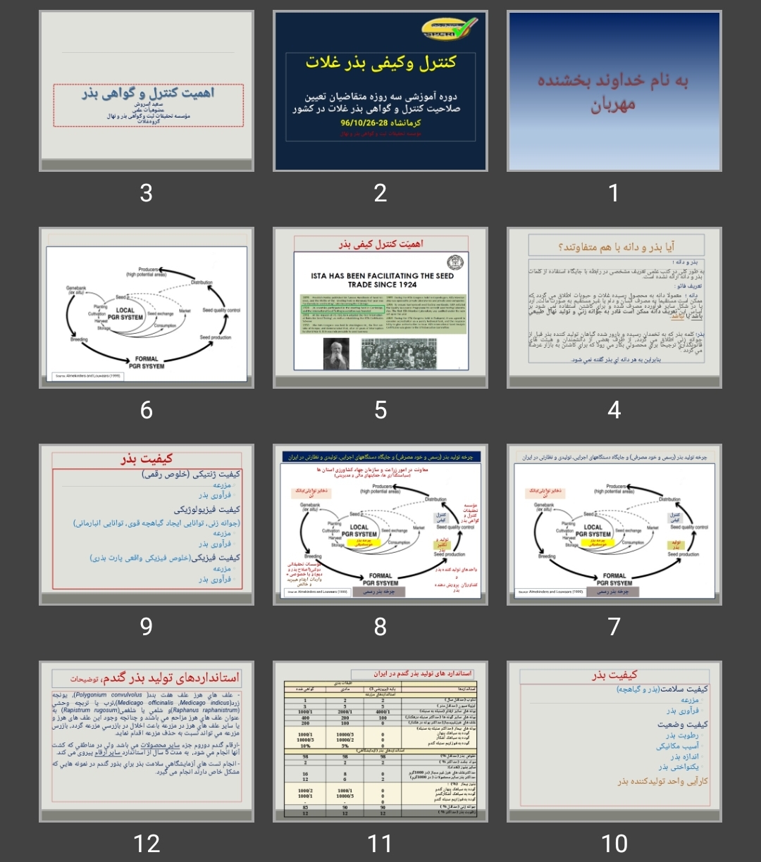 پاورپوینت اهمیت و کنترل کیفی بذر