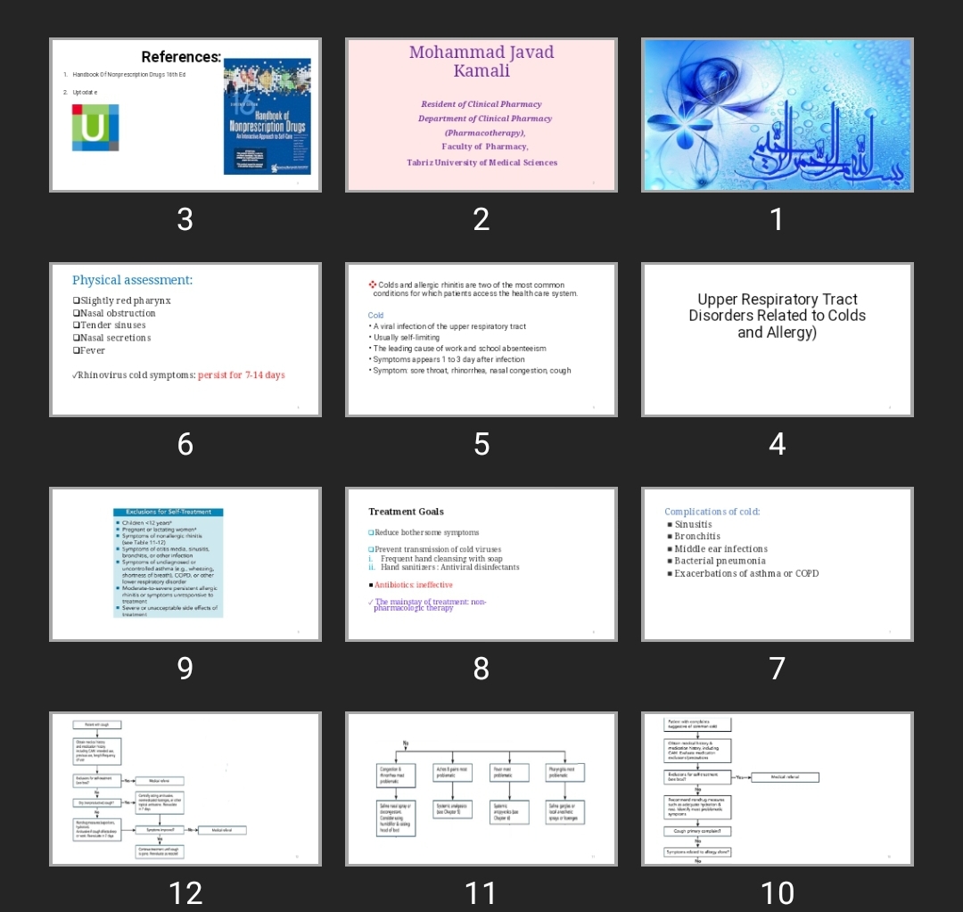 پاورپوینت Upper Respiratory Tract Disorders Related to Colds and Allergy