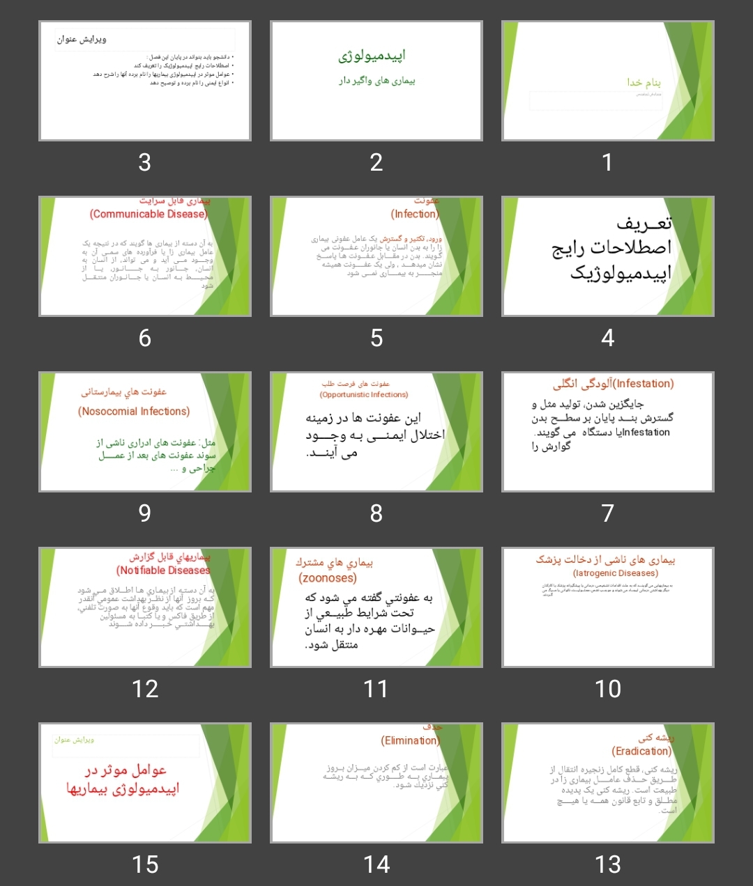 پاورپوینت اپیدمیولوژی بیماری های واگیر