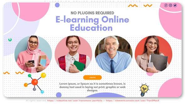پروژه آماده افترافکت : تیزر آموزش آنلاین E-learning Online Education Slideshow