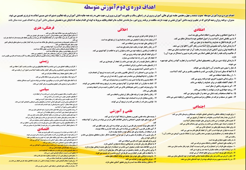 طرح بنر اهداف دوره دوم آموزش متوسطه