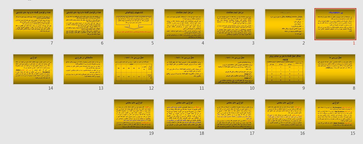   پاورپوینت انواع پی (فونداسیون)