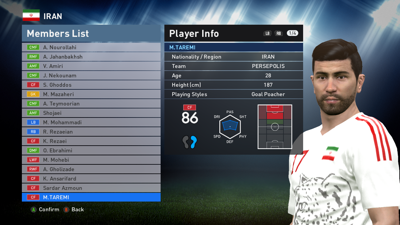 فایل ادیت تیم ملی فوتبال ایران در بازی PES 2016