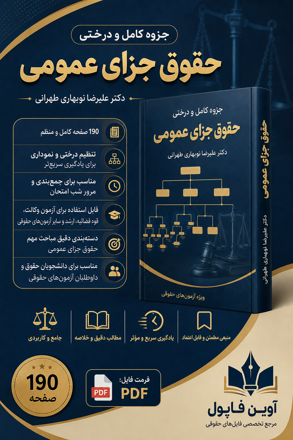 جزوه کامل  جزای عمومی  دکتر علیرضا نوبهاری طهرانی در 190 صفحه  ویژه آزمون های حقوقی و وکالت و...