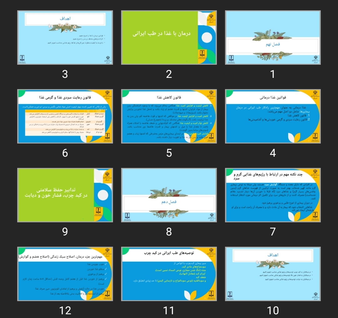 پاورپوینت درمان با غذا در طب ایرانی