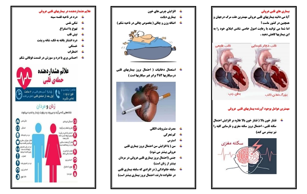 پمفلت آموزشی خودمراقبتی در بیماران قلبی و عروقی