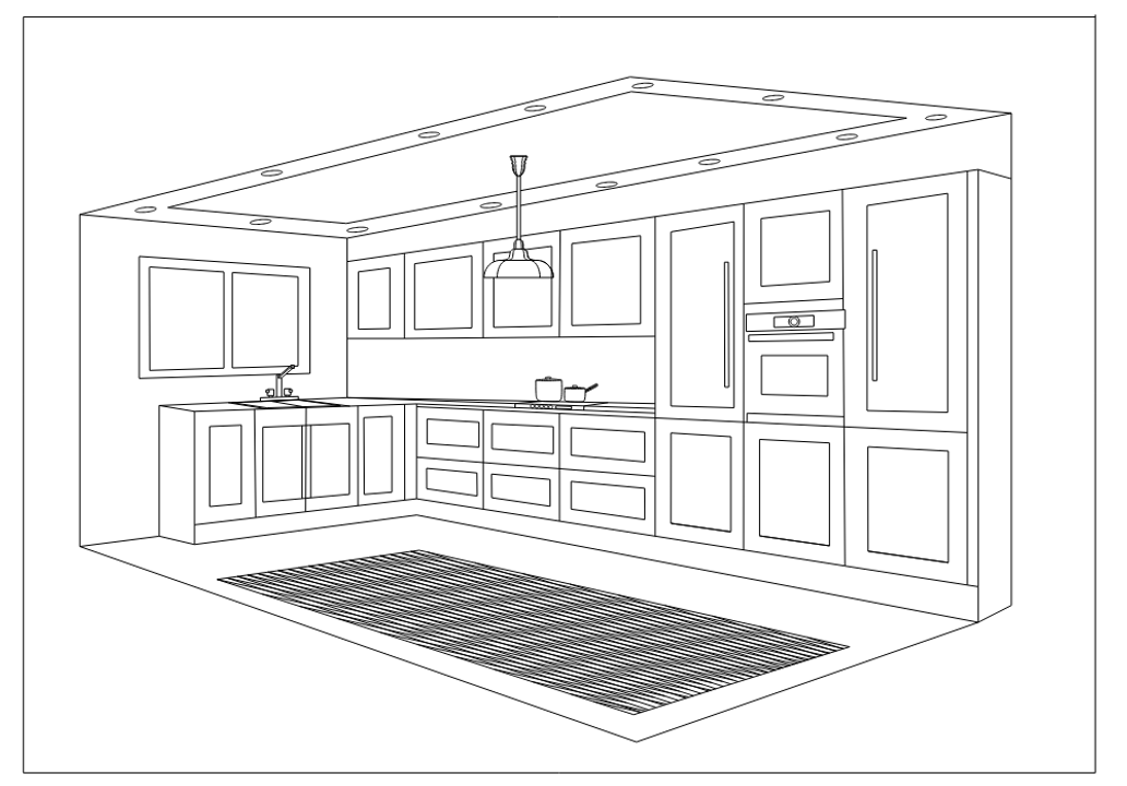 فایل اتوکد پرسپکتیو داخلی اشپزخانه