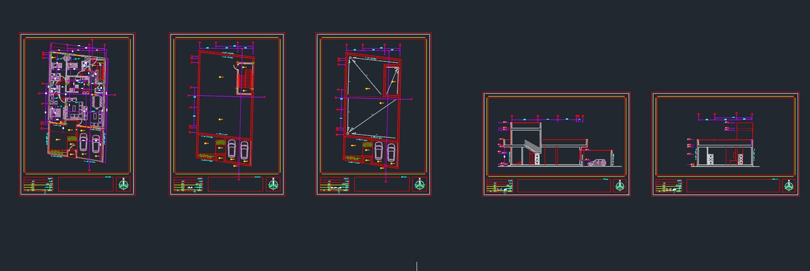 فایل اتوکد مسکونی ویلایی سه خواب ( زمین دو کله )