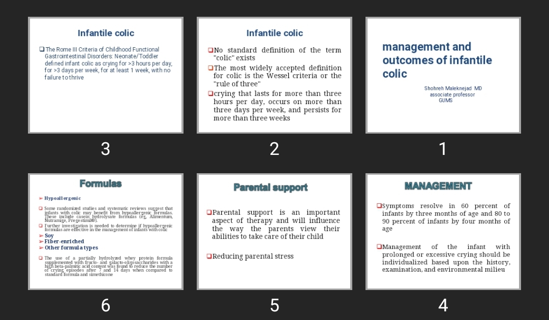 پاورپوینت management and outcomes of infantile colic
