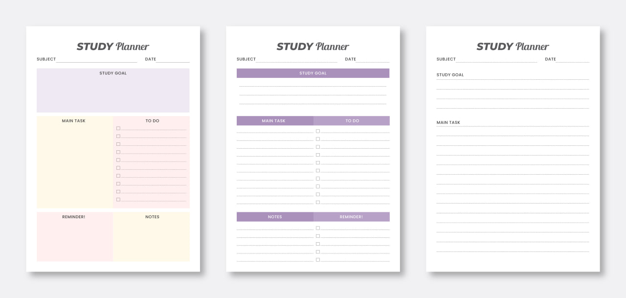 برگه برنامه ریزی مطالعه کتب درسی