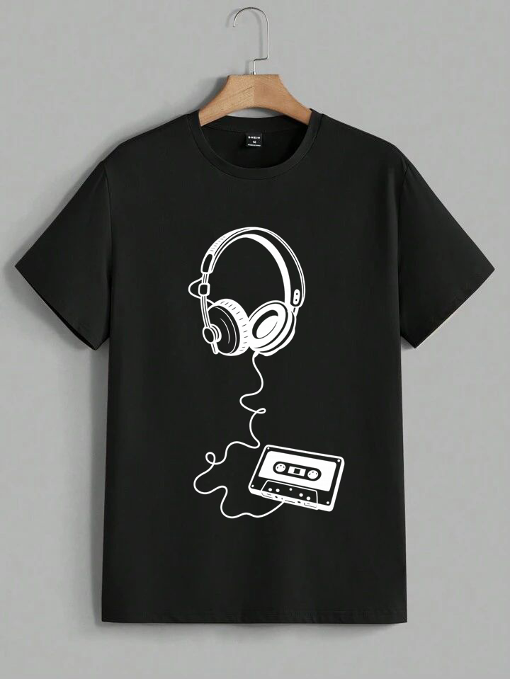 طرح png لباس تیشرت و هودی طرح نوار و هدفون