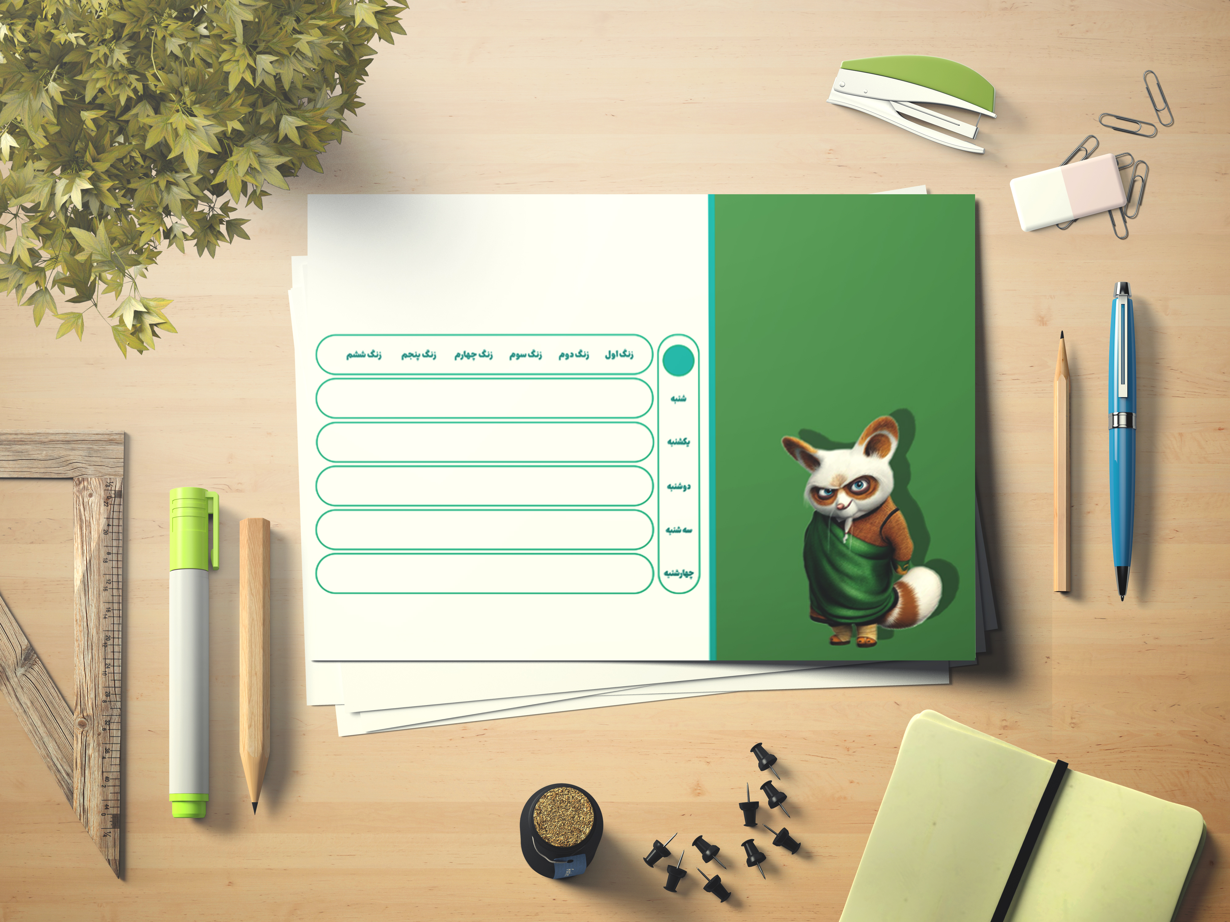 برنامه هفتگی کلاسی پاندای کونگ فو کار کد 98364