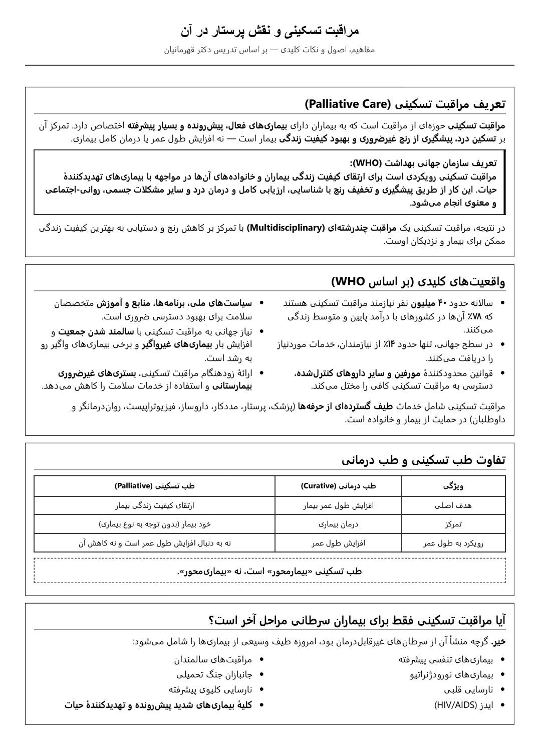 جزوه مراقبت تسکینی و نقش پرستار در آن