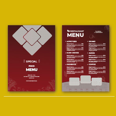 منو رستوران طرح قرمز دو رو